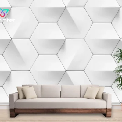 Papel de Parede Colmeia Branca 3D